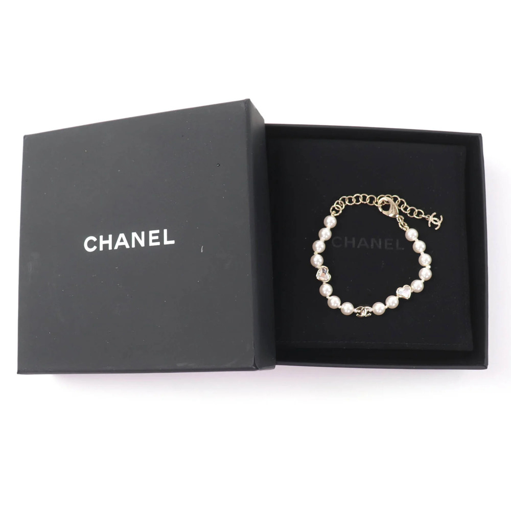 CHANEL Authentic Gold Pearl Logo Charm Bracelet - Picture 2 of 6